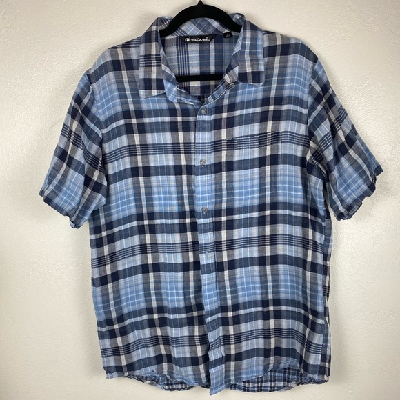 Travis Mathew Other - Travis Mathew Gauzy Cotton Plaid Button Down Blue  Shirt Men’s size Large